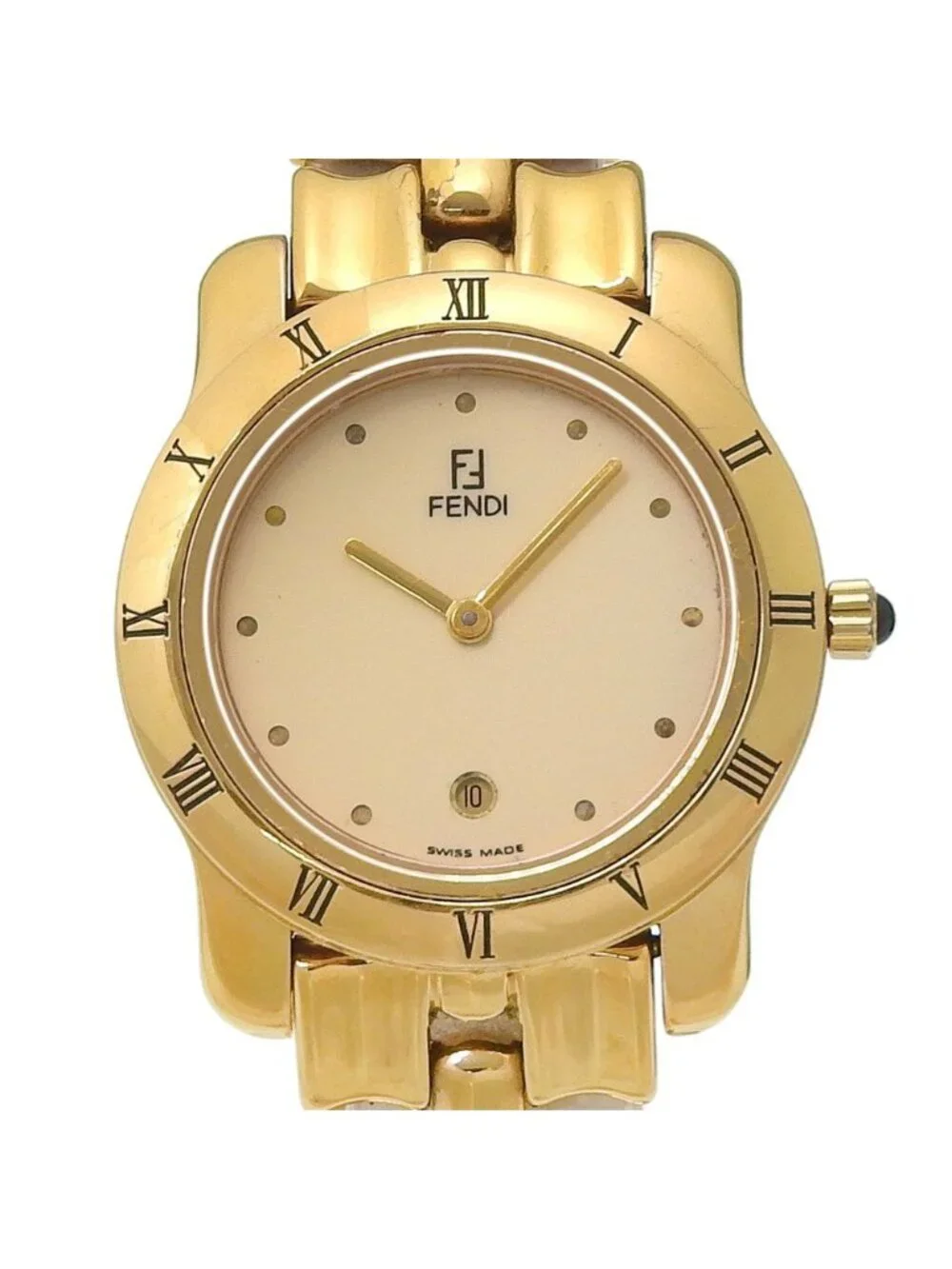 Fendi Gold Plated Quartz Analog Display Boys Ivory Dial Watch
